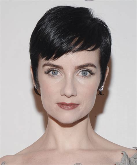 Victoria Summer Short Straight Formal Pixie Hairstyle With Side Swept Bangs