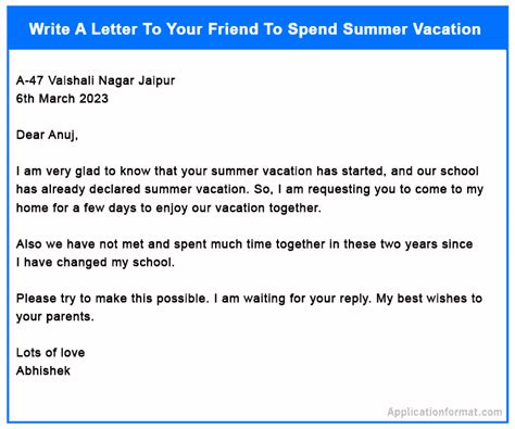 10 Write A Letter To Your Friend To Spend Summer Vacation
