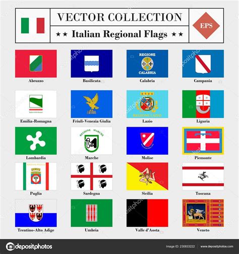 Vector High Quality Collection Italian Regional Flags Coat Arms — Stock Vector © luma_art #230833222