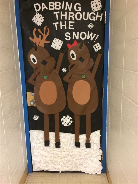 Christmas Door Decoration For Middle School Dabbing Through The Snow