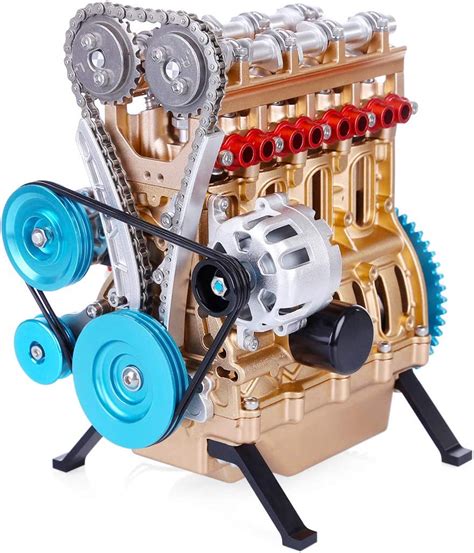 Poxl All Metal 4 Cylinder Engine Model 325pcs Engine Model Kit