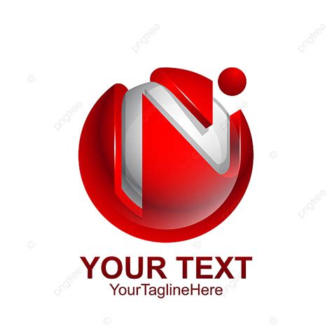 Connect with them on dribbble; Initial Letter N Logo Template Colored Red Sphere Silver ...