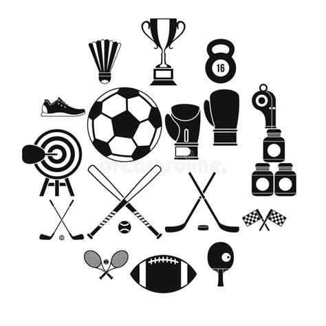Sport Equipment Icons Set Simple Style Stock Illustration