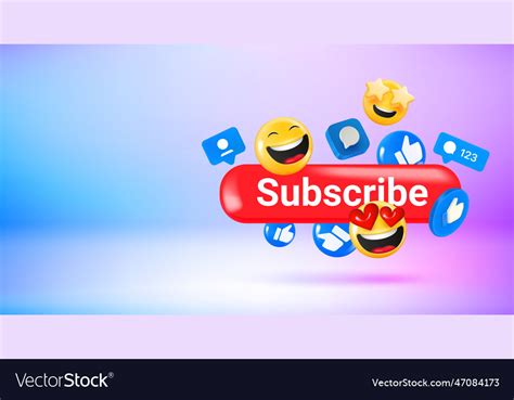 Social Media Icons And Emoji And Subscribe Button Vector Image