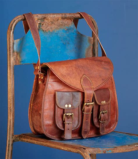 Brown Leather Satchel Style Saddle Bag By Paper High