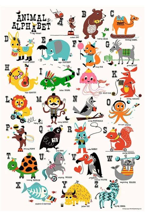 Animal Alphabet By Ketchuponeverything Alphabet Art Print Alphabet