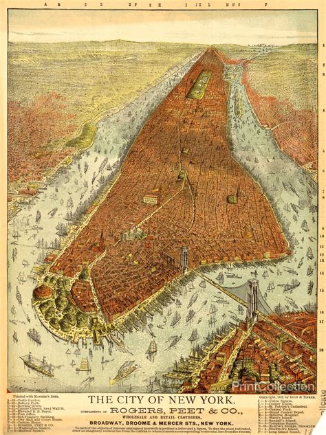 Rogers Peet And Co Aerial Map Of Manhattan In 1879 Map Of New York New