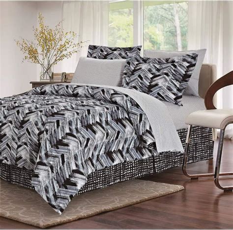 8 Piece Black Grey White Brushstroke Comforter King Set