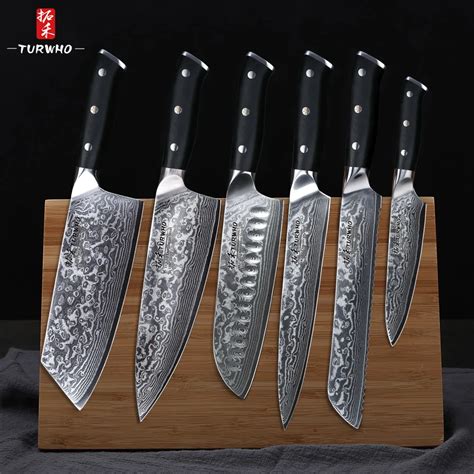 Turwho 6 Pcs Kitchen Knives Sets High Carbon Japanese Vg10 Damascus