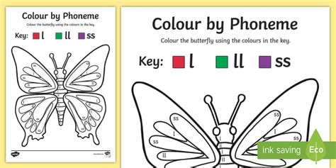 Colour By Phoneme Butterfly Phase 2 L Ll Ss Teacher Made
