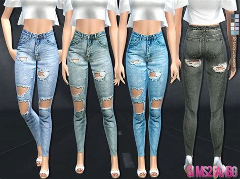 Sims2fanbgs 138 High Ripped Jeans Ripped Jeans Sims 4 Clothing