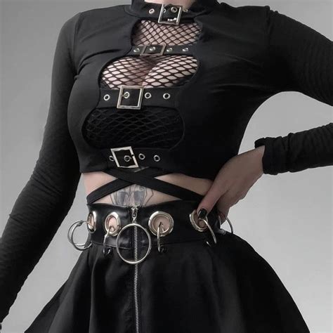 Womens Hollow Out Buckle Decorated Sexy Black Bodycon Etsy Moda De