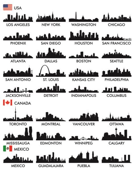 Big Cities Silhouette Set Vector 02 Vector Silhouettes Free Download