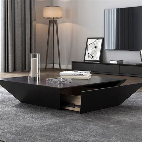 Modern Wood Coffee Table With Storage Square Drum Coffee Table With