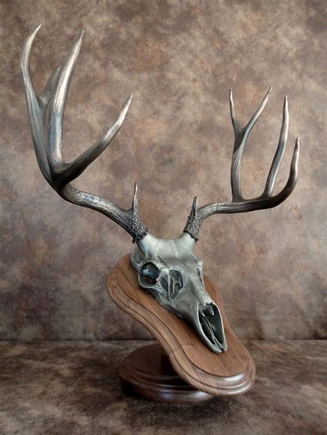 Custom Mule Deer European Mount Bronze Metal Antlers Nickel Replica