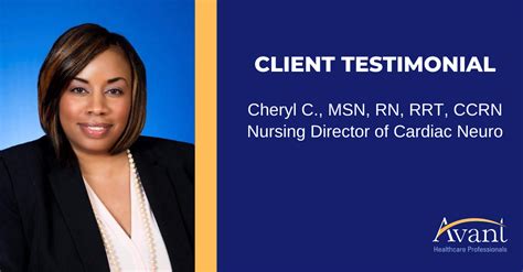 Client Testimonial Cheryl C Msn Rn Rrt Ccrn Nursing Director Of Card