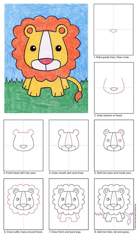 This process of drawing a rose is complete in just three steps and will work for any skill level. Draw a Baby Lion - Art Projects for Kids