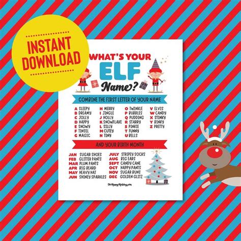 Printable Whats Your Elf Name Game Blue Kids Christmas Etsy Whats
