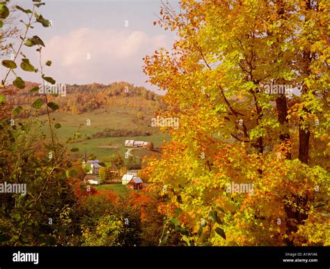 Village Of East Orange Vermont Usa During Fall Foliage Season New