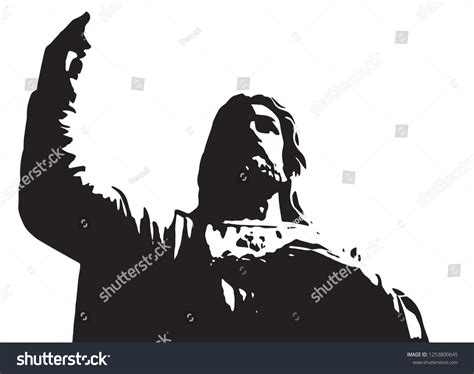 Silhouette Jesus Christ Raising His Hand Stock Vector Royalty Free