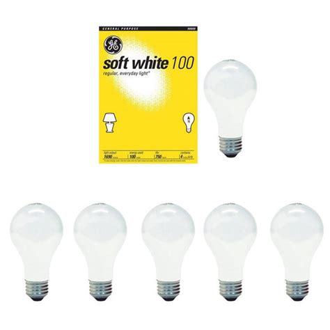 Shop Ge 41036 100 Watt A19 Soft White Light Bulbs Set Of 6 Free
