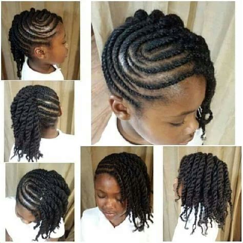 If the hair of your little girl is like this, having a crown braid can look amazing. Little Girl Natural Hair Side twist Braided Cornrows ...