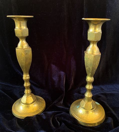 Pair Of Brass Candlesticks Made In India Etsy