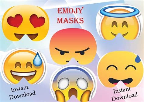 Instant Download Emoji Masks Emoji Birthday Emoji Party