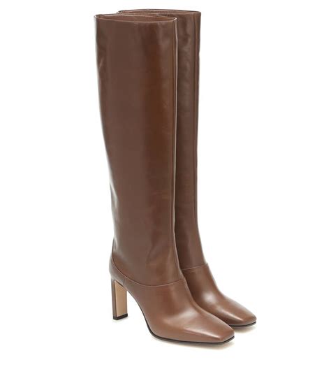 jimmy choo mahesa 85 leather knee high boots in brown modesens