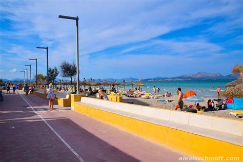 Beach And Promenade In Can Picafort Mallorca Spain