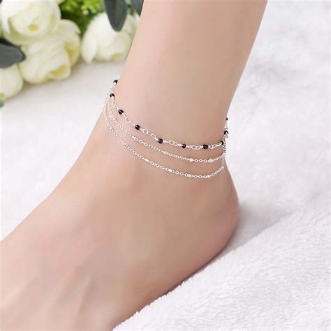 Buy 925 Silver Anklets Multilayer Simple Ankle Chain