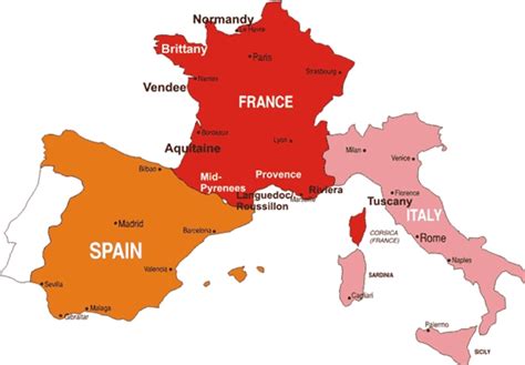 Map of france and italy. EU Forecasts France, Italy, Spain, to Miss Budget Targets