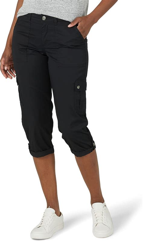 Lee Womens Petite Flex To Go Mid Rise Relaxed Fit Cargo Capri Pant At