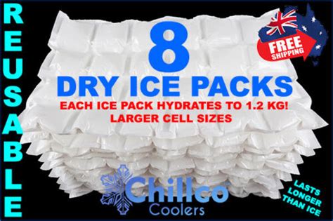 8 X Sheets Dry Gel Ice Packs Reusable Hydrates To 12 Kg Dry Ice