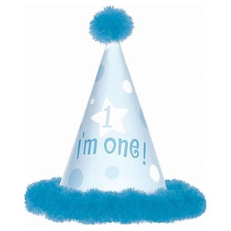 World Of Party Supplies Baby Boys 1st Birthday Party Hat With Pom Poms