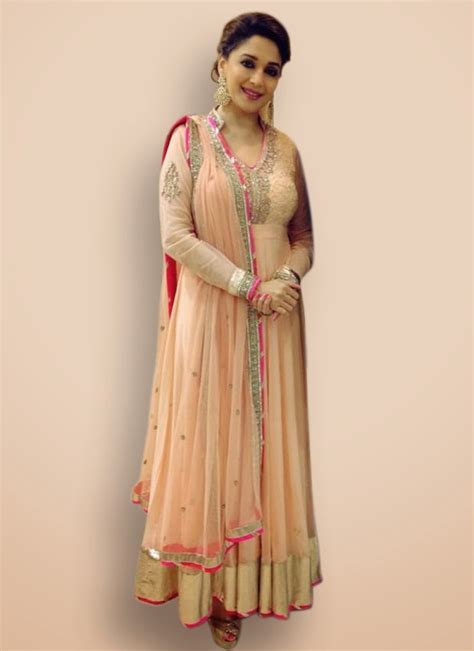Online Indian Traditional Designer Ethnic Madhuri Dixit Pink Anarkali Dress Prices Shopclues India