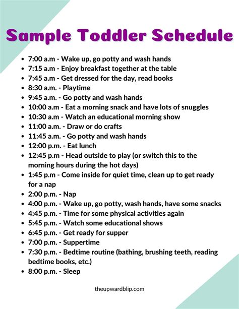 Printable Toddler Schedule For Free Daily Routine