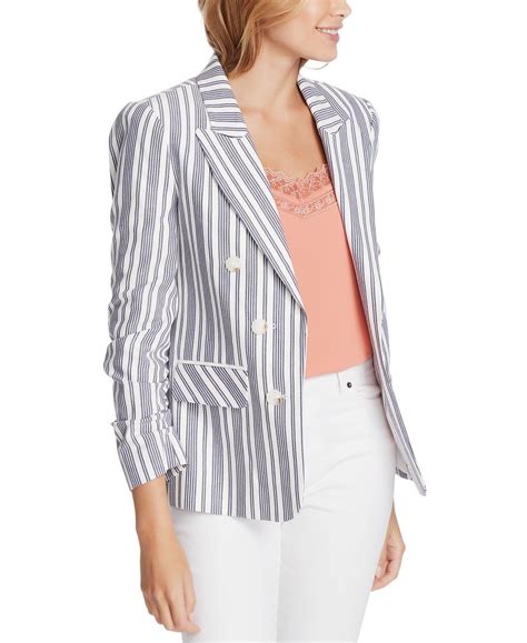1 state striped ruched sleeve blazer natural natural small striped blazer jacket ruched