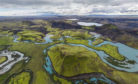 Aerial View Of Langisjor And Veidivotn Iceland Stock Photo