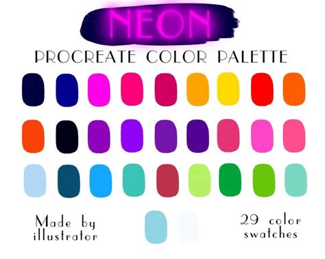 Neon Procreate Palette Procreate Color Procreate Tools Instant Etsy