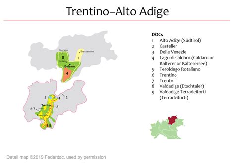 Map Of Trentino Alto Adige Dops Italian Wine Central
