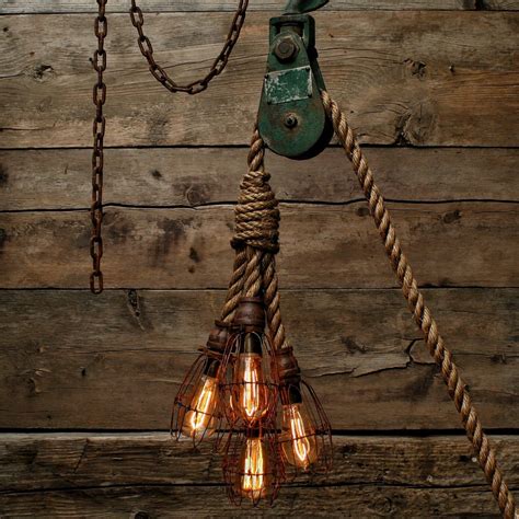 The Hydra Chandelier Industrial Manila Rope Pendant Light Swag