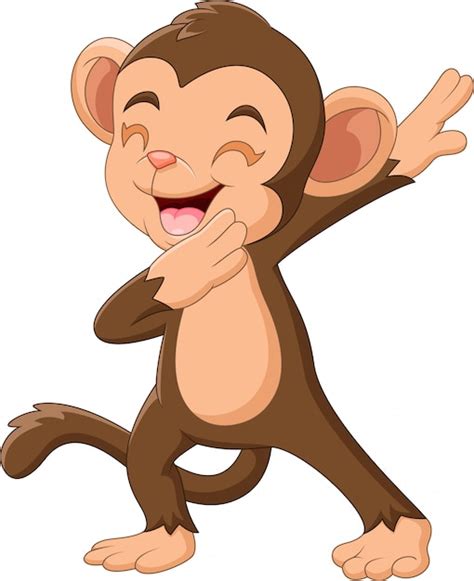 Premium Vector Cartoon Happy Monkey Waving Hand