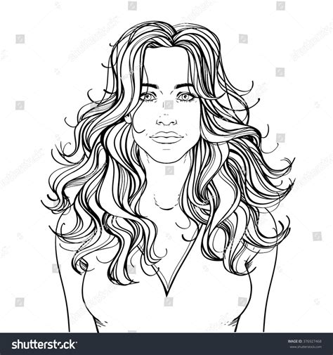 Fashion Illustration Haircut Long Hair Layers Stock Vector 376927468