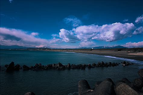 Wallpaper Blue Sea Sky Cloud Mountain Beach Japan Seaside