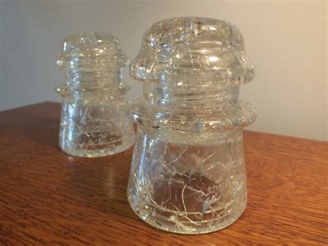 Items Similar To Two Vintage Hemingray Iridescent Crackle Glass