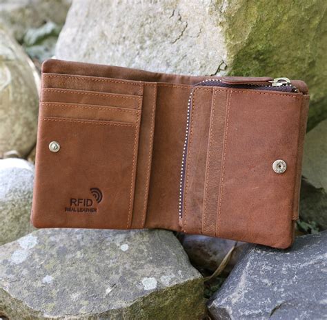 New Wombat Mens Thick Rugged Buffalo Hide Leather Brown Trifold Wallet