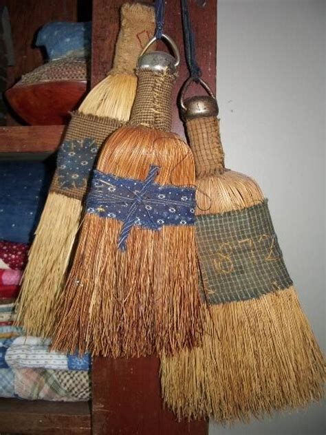 Vintage Fabric On Old Whisk Broom Brooms Whisk Broom Primitive Fabric