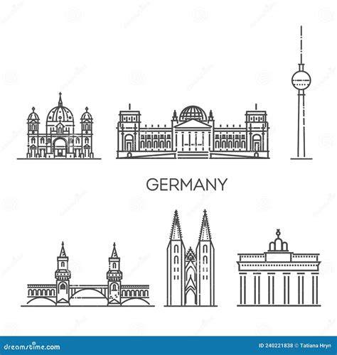 Germany Detailed Monuments Silhouette Stock Vector Illustration Of