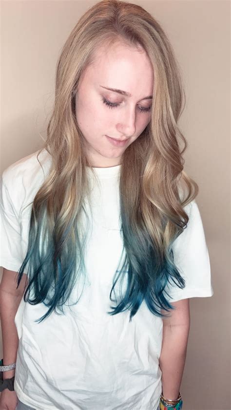 Blue Dip Dyed Hair Mermaid Hair Dyed Blonde Hair Dip Dye Hair